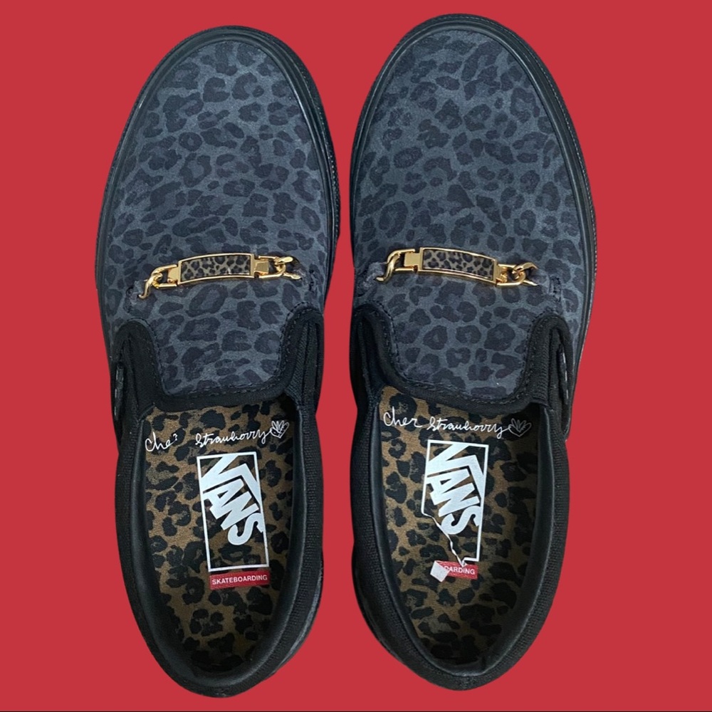Vans x Cher Stauberry Skate Slip-on Black Cheetah Men's Sneaker 6.5